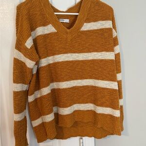 Sonoma Women's V-Neck Sweater in Mustard and Cream
